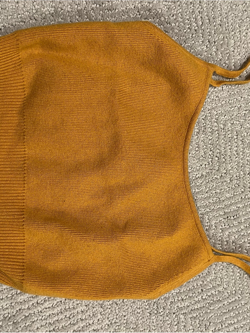 Babaton Mustard Yellow Ribbed Knit Cropped Tank
